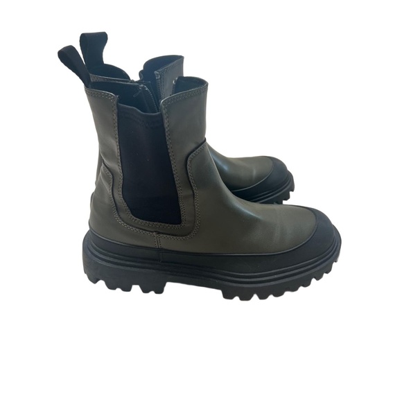 Zara Womens Ankle Boots Size EU 38 US 7.5 Dark Green Stretch Chunky - Picture 1 of 10